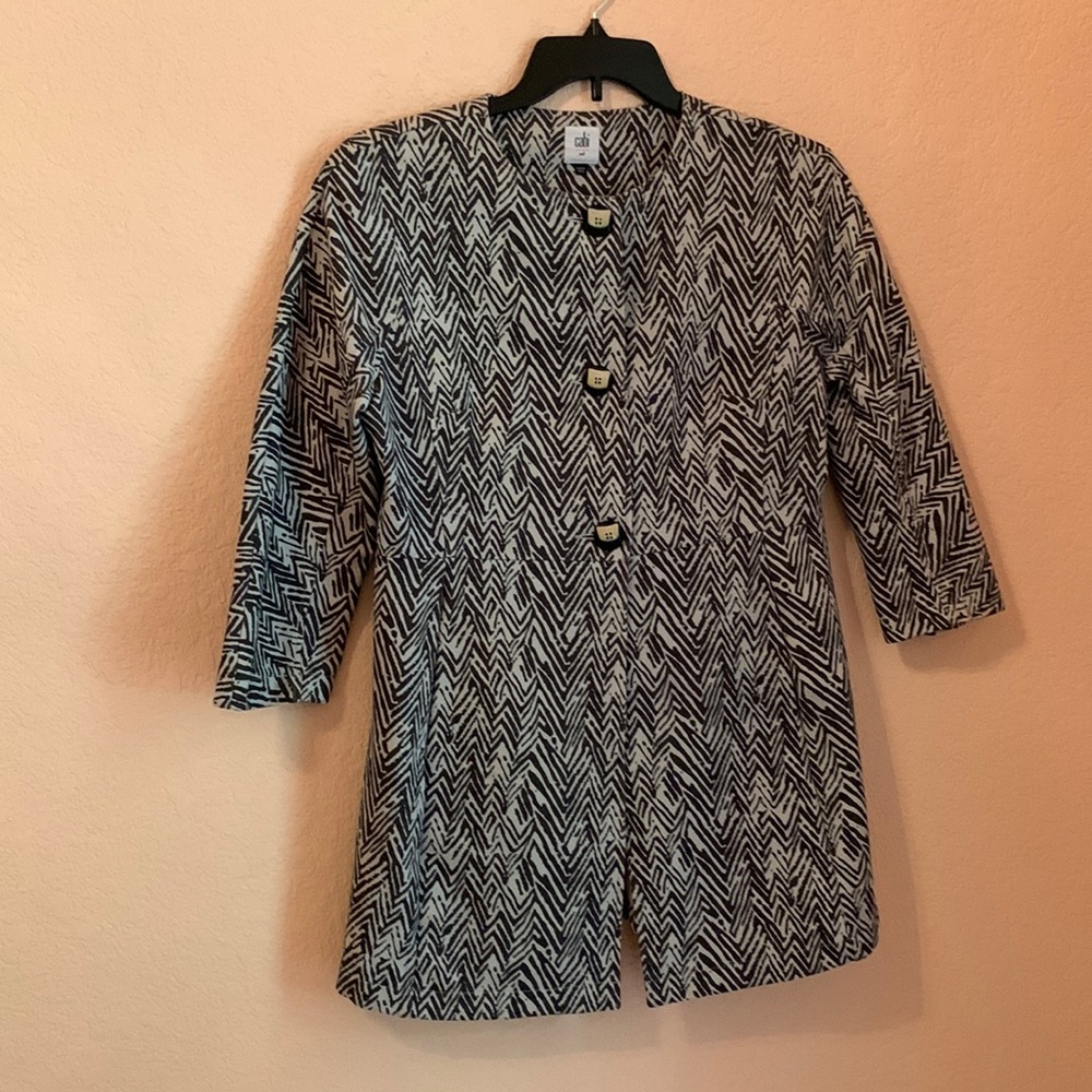 CAbi Zig Zag Ponte Knit Jacket (item 3034).  Size M.  3/4 sleeves.